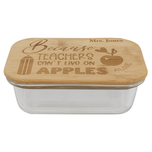 Rectangle Glass Container with Bamboo Lid - 12 oz