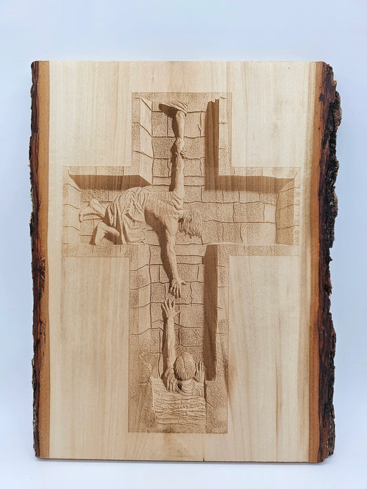 Laser Engraved 3D Illusion Cross Plaque, 13" x 10"