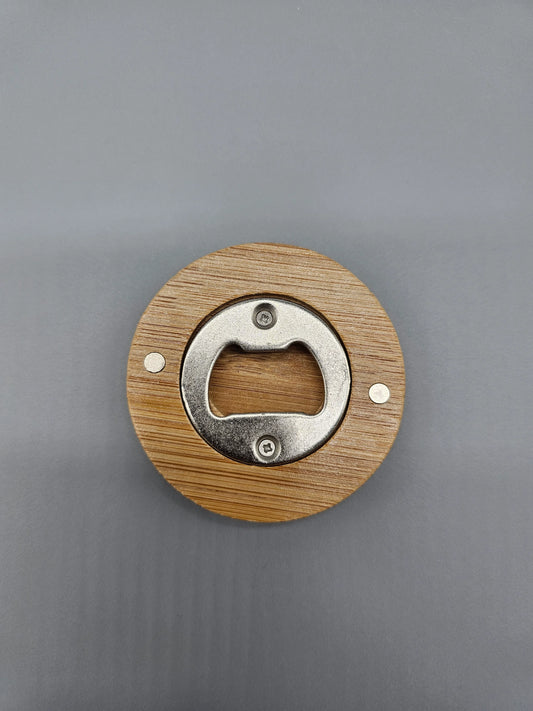 Round Magnetic Bamboo Bottle Opener