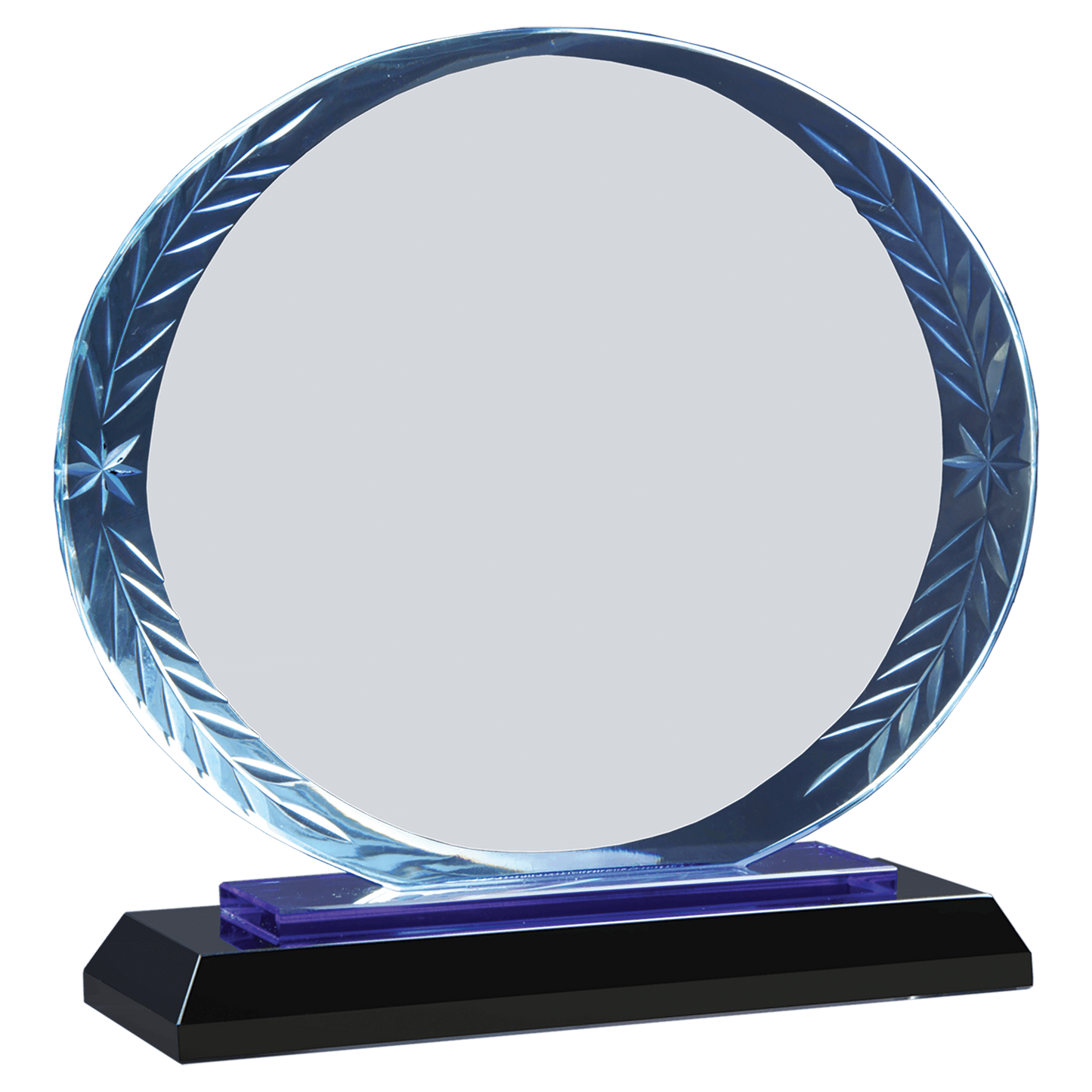 Oval Accent Glass on Blue & Black Base - 7"