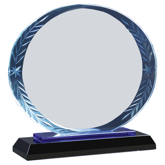 Oval Accent Glass on Blue & Black Base - 7"