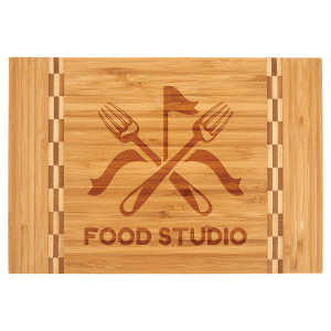 Bamboo Cutting Board with Butcher Block Inlay