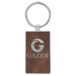 Laserable Leatherette/Metal Rustic/Silver Rectangle Keychain - 2 3/4" x 1 1/4"