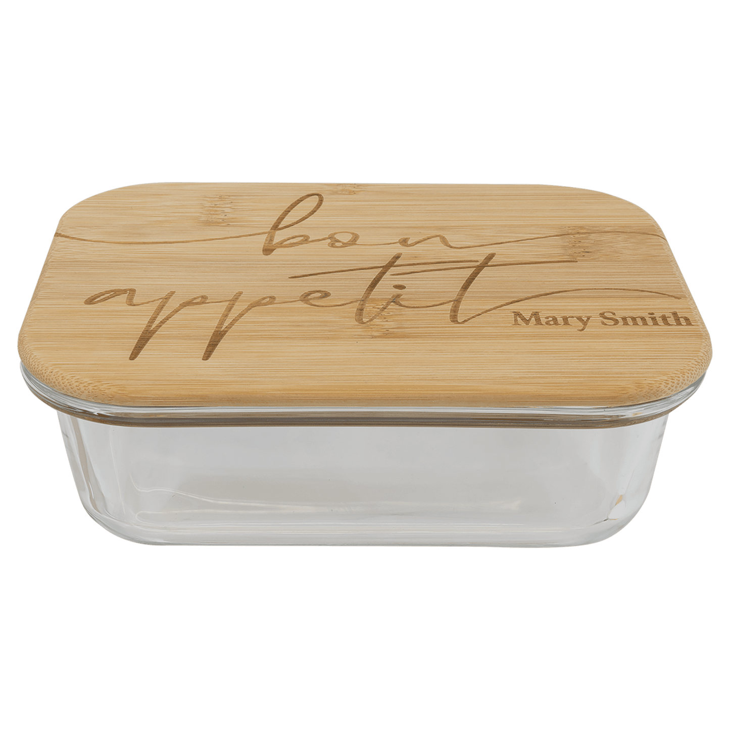 Rectangle Glass Container with Bamboo Lid - 21 oz