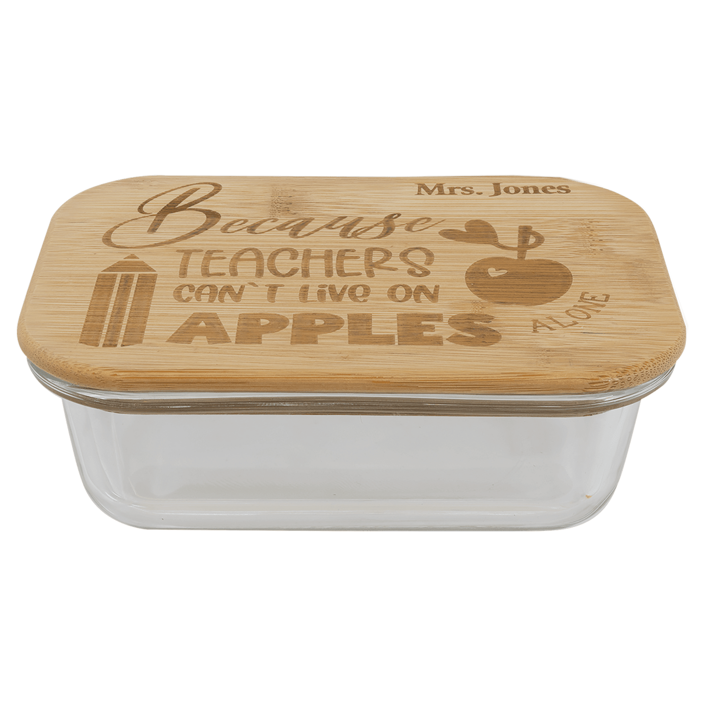 Rectangle Glass Container with Bamboo Lid - 12 oz