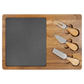 Acacia Wood/Slate Rectangle Cheese Set with Three Tools- 13 3/4" x 9 3/4"