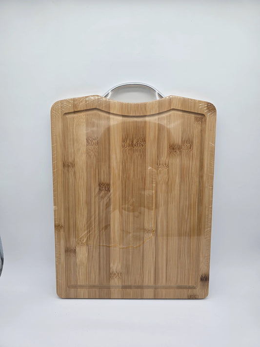 Bamboo Cutting Board w/ Stainless Steel Handle - 12" x 15"