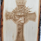 Laser Engraved 3D Illusion Jesus Crown of Thorns, 13" x 10" w/ Live Edge