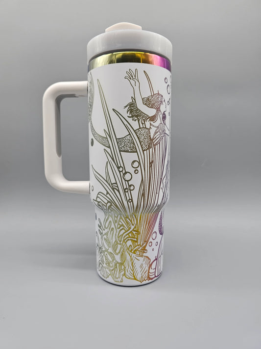 30 oz Tumbler with Handle, Lid, Mermaid Core