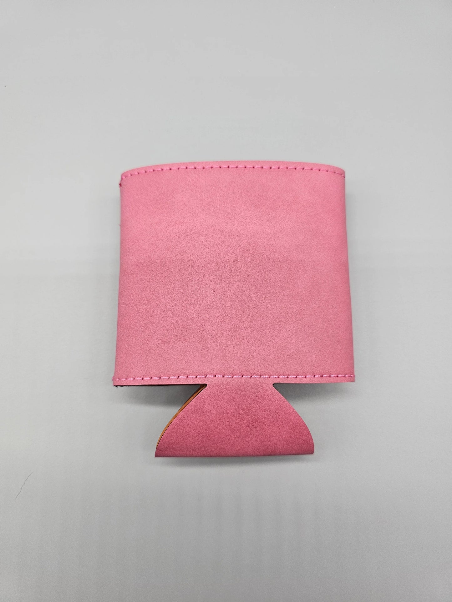 Leatherette Can Koozie - Pink/Black