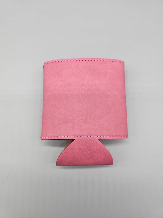 Leatherette Can Koozie - Pink/Black